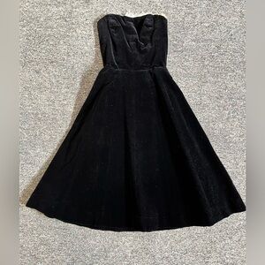 Vintage Lanz Velvet Strapless Black Dress